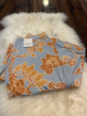 Free People Blue and Orange Floral Jumpsuit